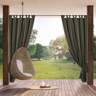 Eurofirany zasłona GARDEN Wodoodporne zasłony zewnętrzne Zasłony tarasowe ciemnoszare 155x200 cm Pętle Zapięcie na rzepy - Zasłony - miniaturka - grafika 1