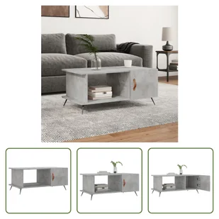 The Living Store stolik kawowy betonowy szary 90x50x40 cm materiał drewnopochodny - Ławy i stoliki kawowe - miniaturka - grafika 1