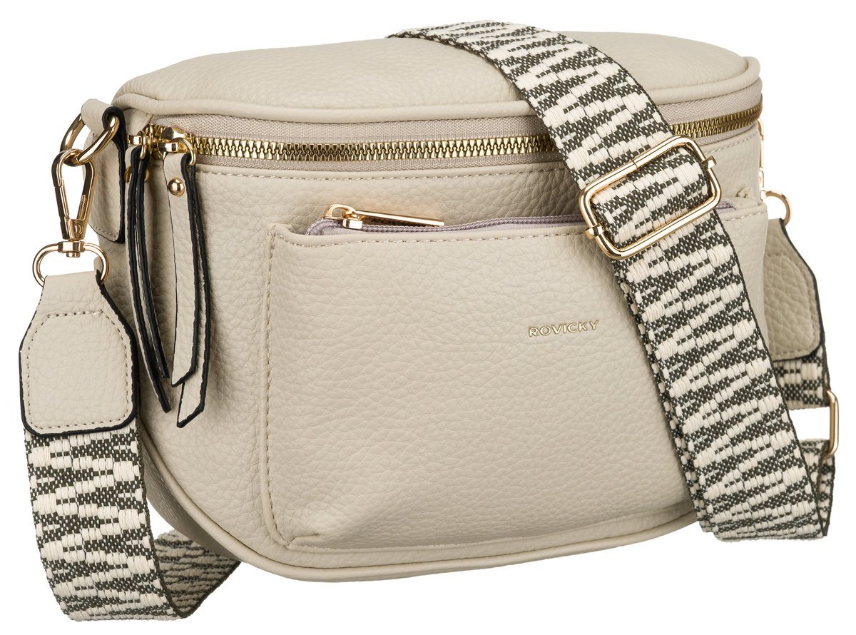 Torebka damska listonoszka ROVICKY mała na ramię szeroki odpinany pasek beżowa