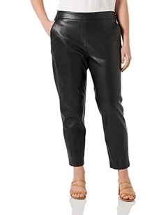 Taifun Damskie spodnie 7/8 o wyglądzie skóry, spodnie do biegania, rekreacyjne, skrócone, 7/8, jednokolorowe, długość 7/8, czarny, 38 Kr�tki - Spodnie damskie - miniaturka - grafika 1