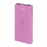 Powerbanki - SBS 10000 mAh 10W 1xUSB-C 2xUSB rózowy - miniaturka - grafika 1