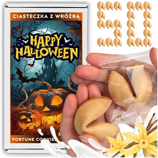 CIASTECZKA Z WRÓŻBĄ Halloween Magia Podziękowania Idealne na Imprezę 50 szt - Pieczywo chrupkie - miniaturka - grafika 1