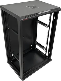 Szafa Q-Lantec Szafka rack wisząca 19" 18U 600x450, niedzielona, drzwi szklane, kolor czarny FLAT PACK, - Szafy rack - miniaturka - grafika 1
