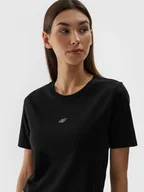 Koszulki sportowe damskie - Damski t-shirt crop-top 4F 4FWAW24TTSHF1701 - czarny - miniaturka - grafika 1