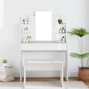 Toaletki - Lumarko Toaletka z lustrem, biała, wysoki połysk, 96x40x142 cm - miniaturka - grafika 1