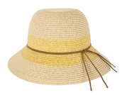 Czapki damskie - Kapelusz Damski Słomkowy Plażowy Elegancki Retro Regulowany Letni Beżowy 58 - miniaturka - grafika 1