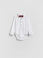 Skarpetki dla dzieci - Reserved - Bawełniane body z muszką - biały - miniaturka - grafika 1