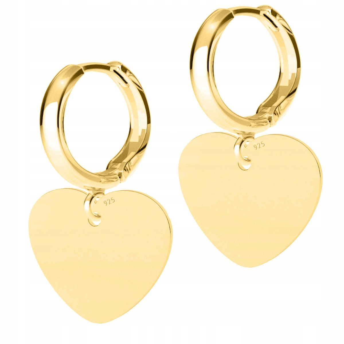Złote Kolczyki Serca Serduszko Blaszki z Serduszkami Sercami SREBRO 925
