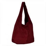 Plecaki worki - Torebka worek bordowa zamszowa z kosmetyczką - miniaturka - grafika 1