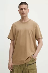 G-Star Raw t-shirt bawełniany kolor beżowy gładki - Koszulki męskie - miniaturka - grafika 1