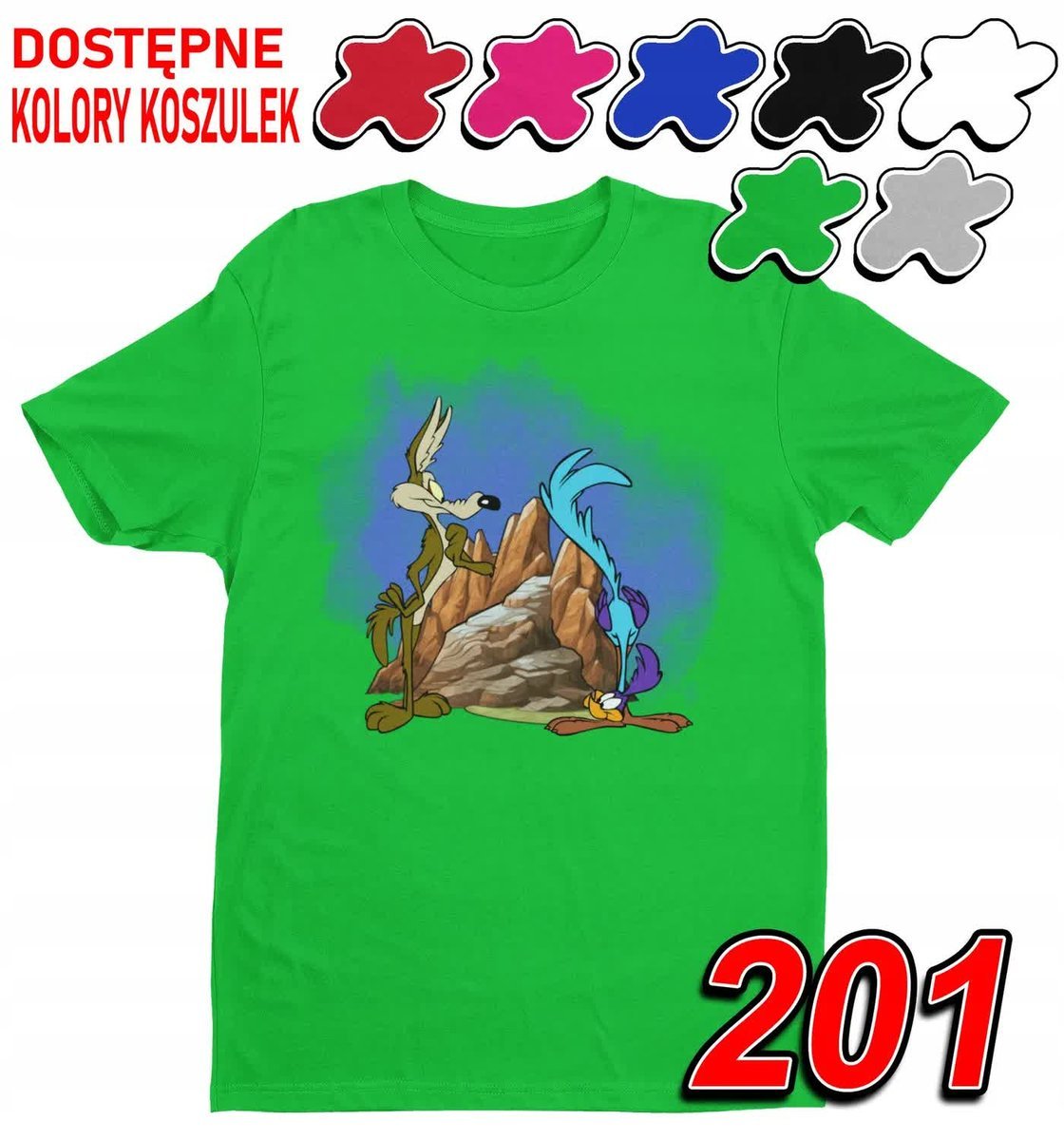 Dziecięca Koszulka T-Shirt Z Nadrukiem Kojot Struś Looney -M 134-140