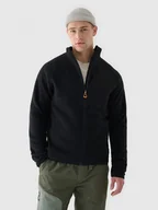 Koszulki sportowe męskie - Męski polar sherpa bez kaptura 4F 4FRAW24TFLEM360 - czarny - miniaturka - grafika 1