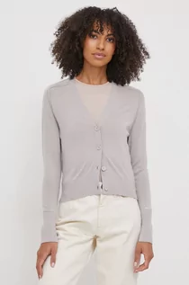 Swetry damskie - Calvin Klein kardigan wełniany kolor szary lekki - grafika 1