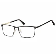 Okulary korekcyjne, oprawki, szkła - Okulary zerówki korekcyjne Nerd Prostokątne Flex 909F czarno-złote - miniaturka - grafika 1