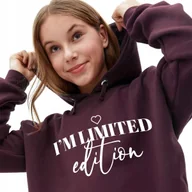 Bluzy damskie - Bordowa Bluza Damska Z Kapturem LIMITED EDITION Stylowa Piękne Wzory - XL - miniaturka - grafika 1