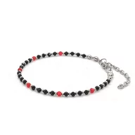 Bransoletki - Bransoletka Czarny Turmalin, Czerwony Spinel - kamienie naturalne 17-21cm KAM663 stal chir. - miniaturka - grafika 1