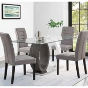 Krzesła - Zestaw 6 krzeseł GABELLE – tkanina, nogi z drewna kauczukowego – kolor szary - miniaturka - grafika 1