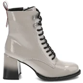 Botki damskie - Botki Damskie, Lakierowane, Na Obcasie D&A Mr870-06 [Rozmiar: 37, Kolor: Szary] - miniaturka - grafika 1