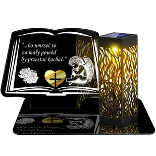ZNICZ SOLARNY LED WIECZNY PODSTAWKA NA CMENTARZ GRÓB lampka Księga 3D - Lampiony i znicze - miniaturka - grafika 1