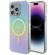 Etui i futerały do telefonów - Etui Guess IML Iridescent MagSafe na iPhone 15 Pro - turkusowe - miniaturka - grafika 1