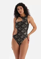 Stroje kąpielowe - Dagi Damski strój kąpielowy High Fashion, kołnierz z uchwytem jednoczęściowy, czarny, 36 - miniaturka - grafika 1