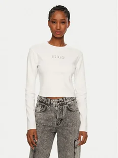 HUGO Bluzka Della 50537288 Biały Slim Fit - Bluzki damskie - miniaturka - grafika 1