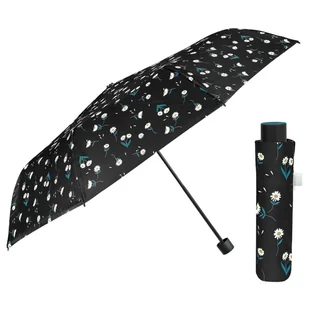 Parasol damski Perletti Time Daisy manualny składany wzór stokrotki czarny - Parasole - miniaturka - grafika 1