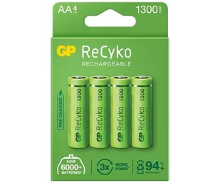 GP Batteries 4 x akumulatorki AA R6 ReCyko 1300 Series Ni-MH 1300mAh 130AAHCE-5EB4 - Ładowarki i akumulatory - miniaturka - grafika 2