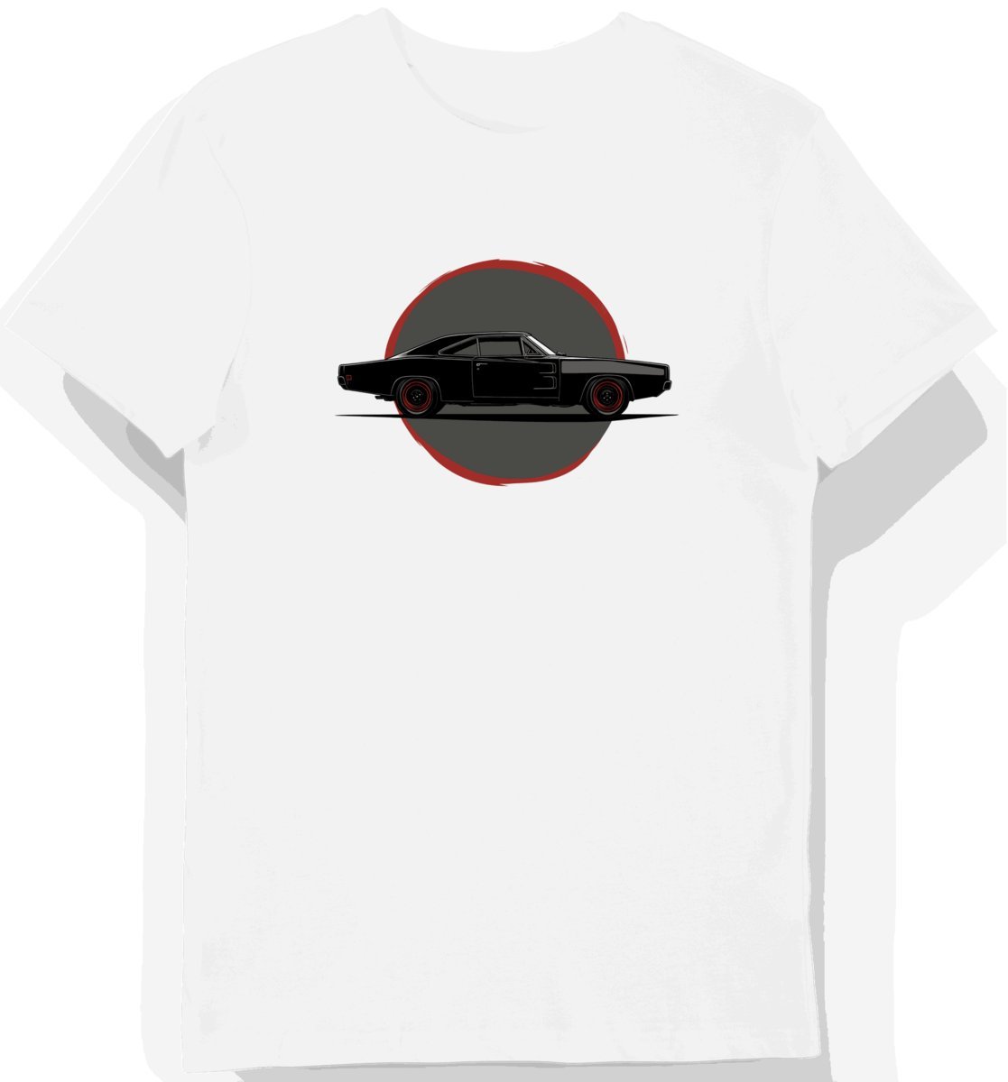 Koszulka męska biała z klasycznym samochodem w cieniu XL
