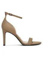 Sandały damskie - Calvin Klein Sandały Heel Sandal 90 - Lth HW0HW02337 Beżowy - miniaturka - grafika 1