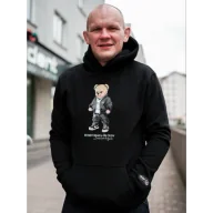 Bluzy sportowe męskie - Środowisko Miejskie Bluza Z Kapturem Street Bear Black - miniaturka - grafika 1