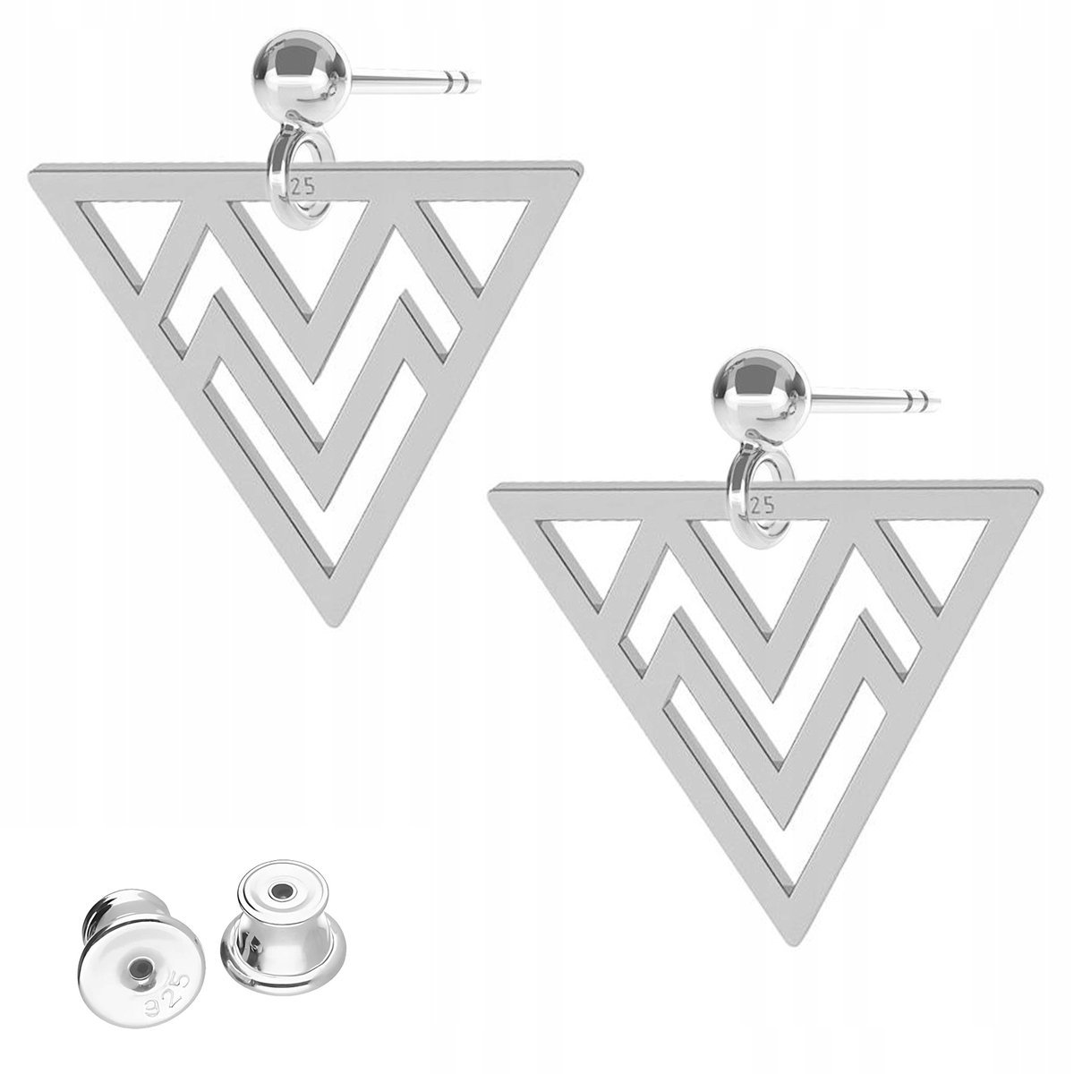 Kolczyki Srebrne Trójkąty Blaszki z Trójkątem Ażurowe SREBRO 925