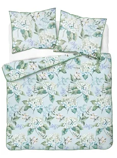 Pościel perkal z bizą 160x200 5589a błękitna kwiaty - Pościel - miniaturka - grafika 1