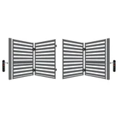 Ogrodzenia - Brama dwuskrzydłowa łamana Dorian ocynk RAL7016 struktura 400 x 154 cm z automatem - miniaturka - grafika 1