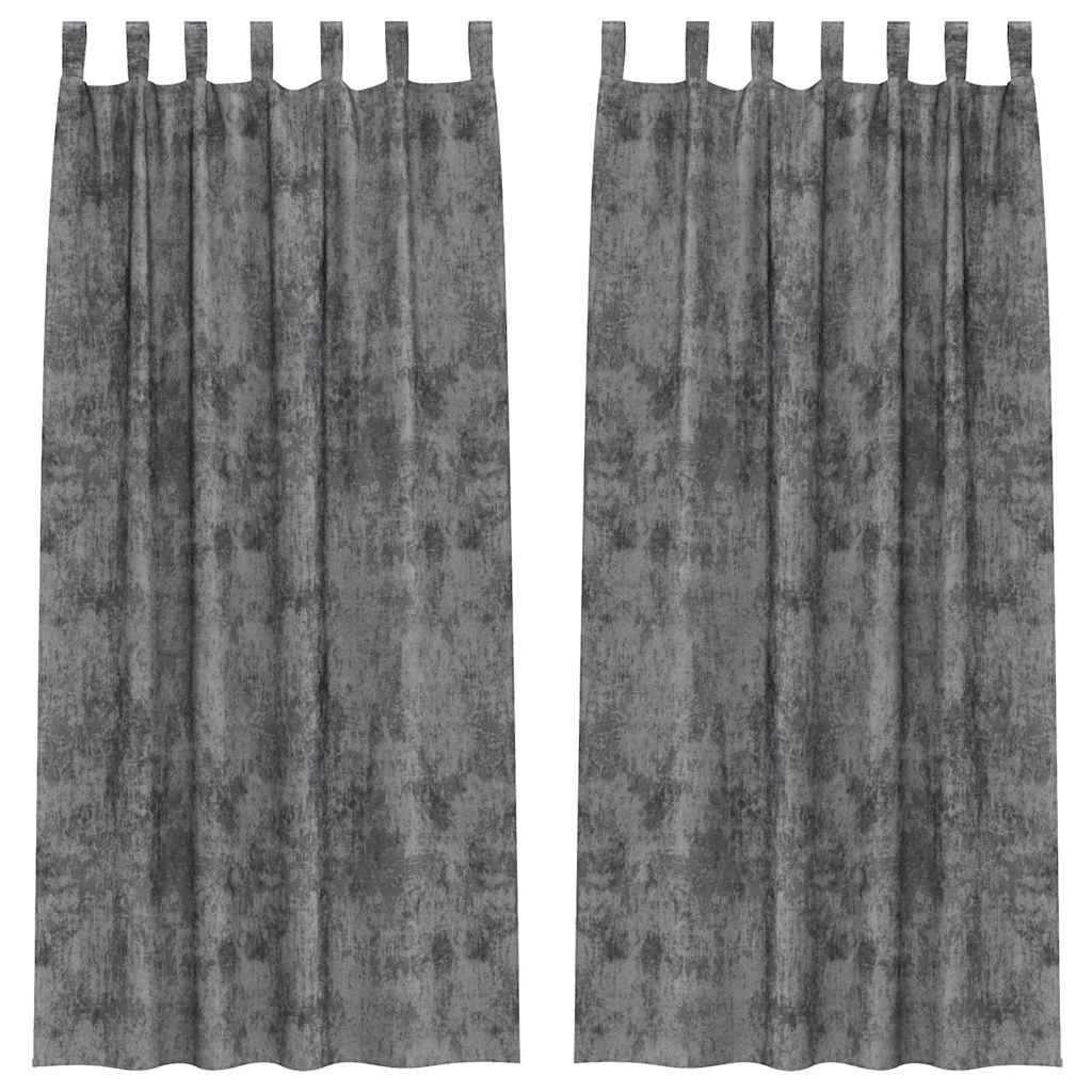 vidaXL Zasłona z zasłonami 2 pcs Szary 245 x 140 cm Aksamit