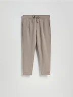 Spodnie męskie - Reserved - Spodnie jogger z wiązaniem w pasie - beżowy - miniaturka - grafika 1