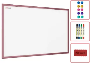 Tablica suchościeralna magnetyczna biała 60x40 cm rama drewniana lakierowana RÓŻOWA - Tablice i flipcharty - miniaturka - grafika 1