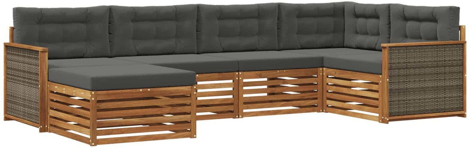 vidaXL Zestaw sof na zewnątrz z poduszką 6 pcs Naturalny i Antracytowy