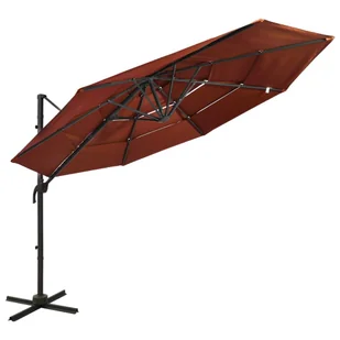 vidaXL 4-poziomowy parasol na aluminiowym słupku, terakotowy, 3x3 m 313833 - Parasole ogrodowe - miniaturka - grafika 9