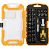 Zestawy narzędziowe - VOREL Wkrętak z grzechotką i wymiennymi bitami 64385 - miniaturka - grafika 1