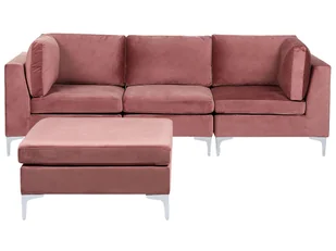 Sofa modułowa 3-osobowa z otomaną welurowa różowa EVJA - Sofy i kanapy - miniaturka - grafika 1