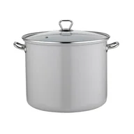 Garnki - Garnek emaliowany wysoki gładki szary z pokrywką 28 cm 14 l - miniaturka - grafika 1