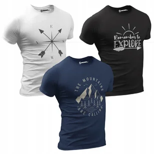 KOSZULKI MĘSKIE 3pak T-shirt MĘSKI ZESTAW KOMPLET 100% BAWEŁNIANE 3szt - Koszulki męskie - miniaturka - grafika 1