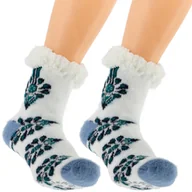 Skarpetki damskie - CIEPŁE DAMSKIE SKARPETY ZIMOWE PARZENICA GÓRALSKIE KAPCIE 36-41 NIEBIESKIE - miniaturka - grafika 1