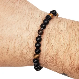 Bransoletka męska z onyksu i tygrysiego oka – talizman odwagi, równowagi i ochrony - Bransolety męskie - miniaturka - grafika 1