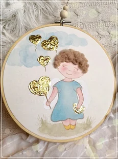 Anioł Stróż dla dziecka, ręcznie malowany obrazek - Pamiątka Chrztu Świętego - miniaturka - grafika 1