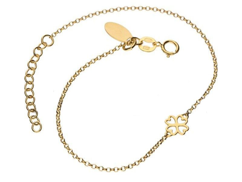 Srebrna złocona bransoletka 925 koniczyna 1,11g s