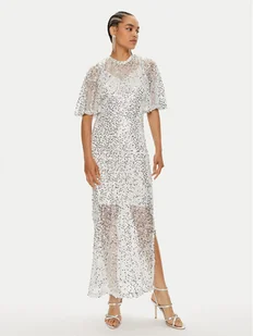 Vila Sukienka wieczorowa Vidance S/S 14103264 Srebrny Regular Fit - Sukienki - miniaturka - grafika 1