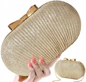 Torebki damskie - Złota Torebka Wieczorowa Kopertówka Wizytowa Mała - miniaturka - grafika 1