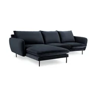 Narożniki - Ciemnoniebieska narożna aksamitna sofa lewostronna Cosmopolitan Design Vienna - miniaturka - grafika 1